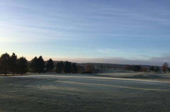 Leeds Golf Centre's Wike Ridge course covered in frost.