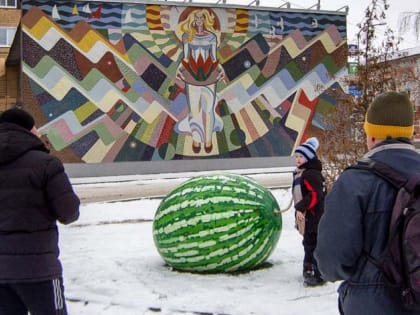 Хоть бы расчистили площадку вокруг памятника Арбузу, а то арбуз на снегу - какая-то глупость, - камышанка