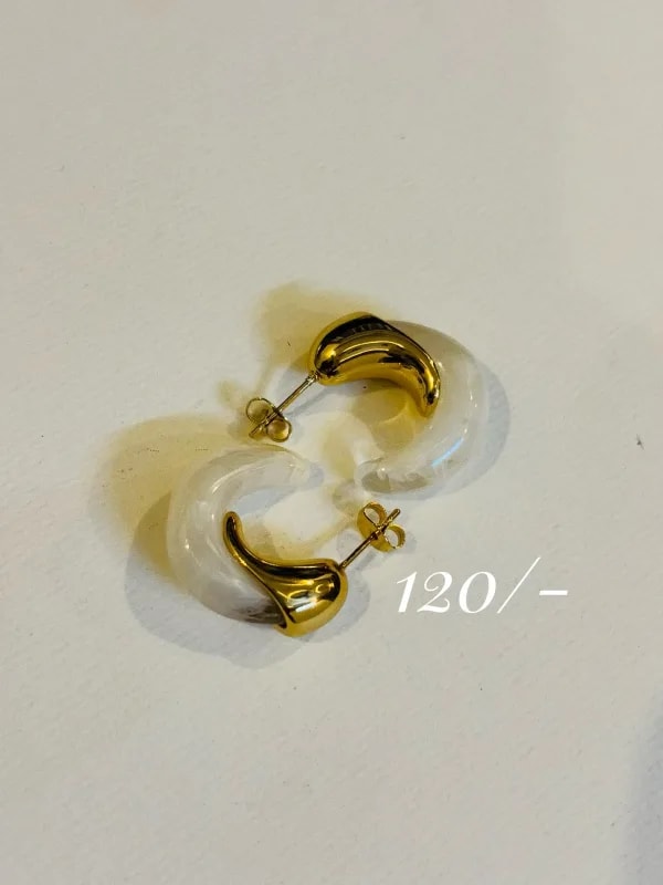 Marble Luxe Hoop Earrings thumbnail 2