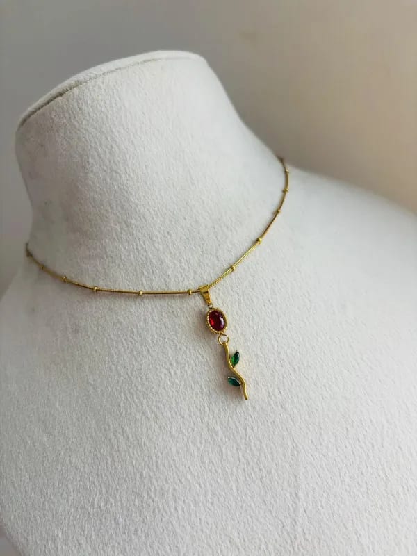 Red Tulip Pendant Necklace thumbnail 2