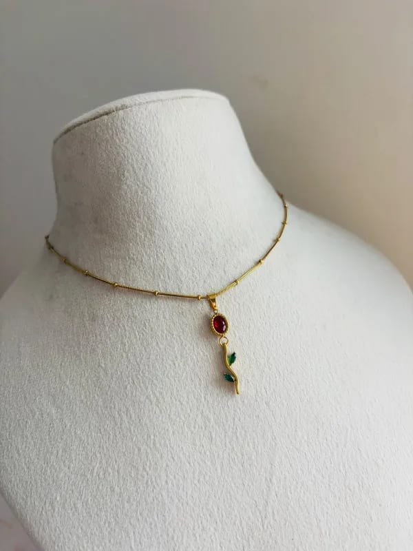 Red Tulip Pendant Necklace thumbnail 3