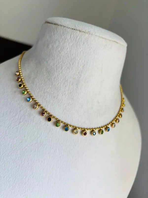 Multicolour Crystal Charm Necklace thumbnail 2