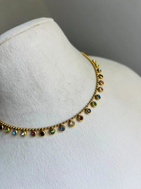 Multicolour Crystal Charm Necklace thumbnail 3