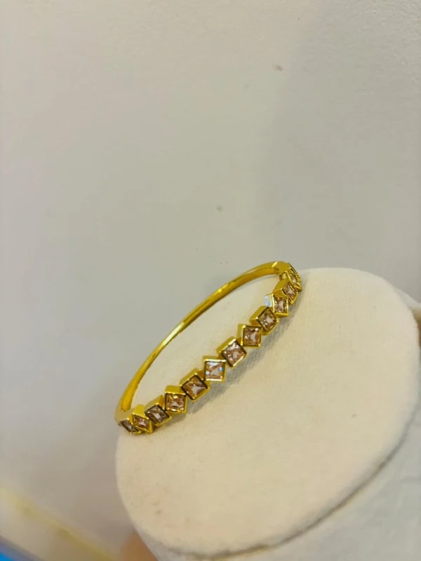 Stainless Steel Gold-Plated American Diamond Anti-Tarnish Kada thumbnail 3
