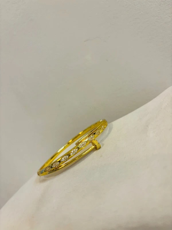 Stainless Steel Gold-Plated American Diamond Anti-Tarnish Kada thumbnail 3