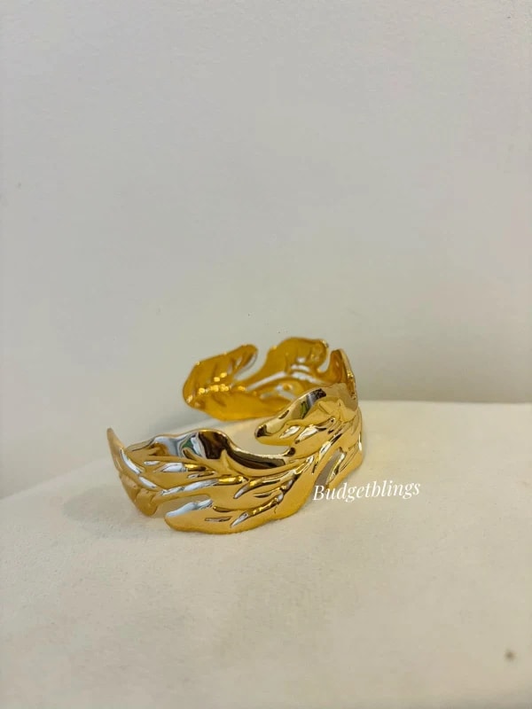Gold Broad Open Cuff Bracelet thumbnail 2