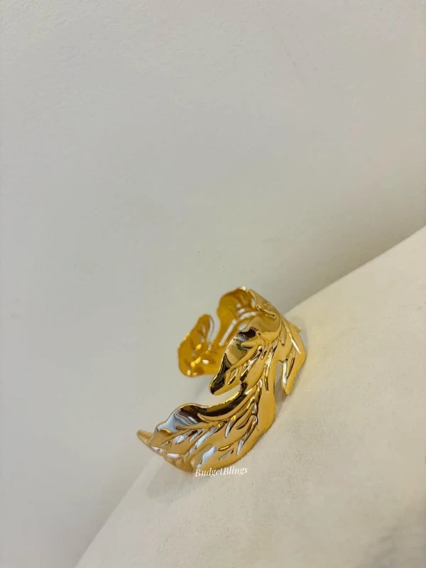 Gold Broad Open Cuff Bracelet thumbnail 3