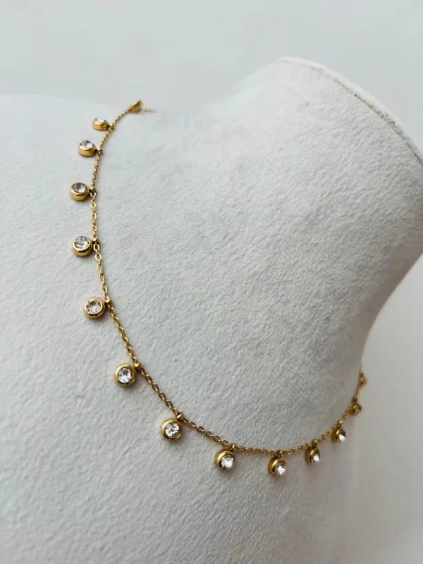 Crystal Drop Gold Necklace thumbnail 3