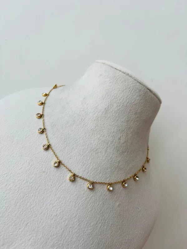 Crystal Drop Gold Necklace thumbnail 2