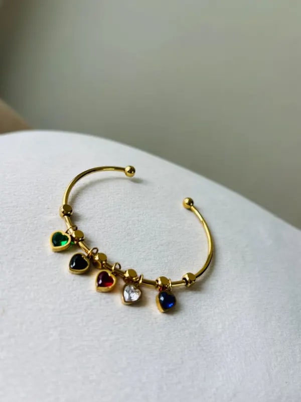 Kiyu Ziyu Golden Heart Charm Bangle thumbnail 3