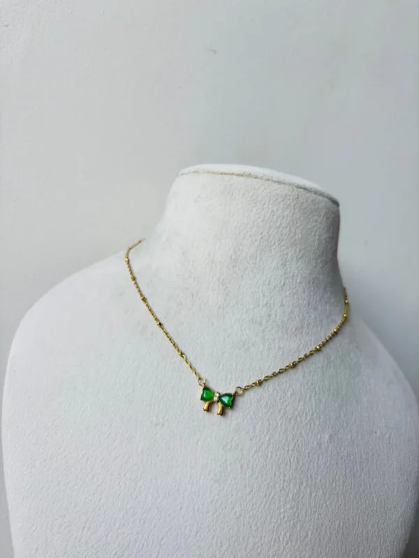 Green Bow Necklace thumbnail 3