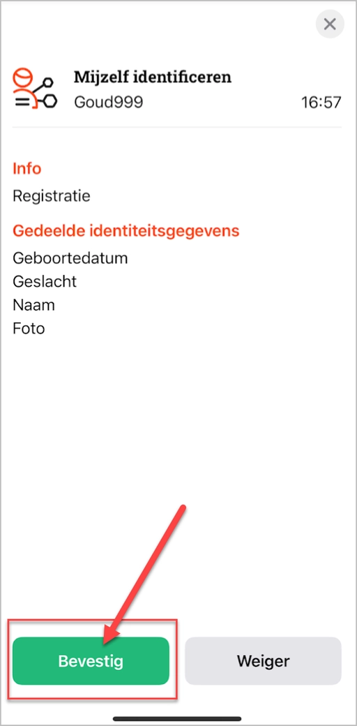 Bevestigen in itsme app