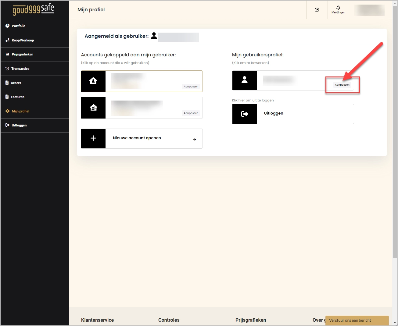 Accountinstellingen openen