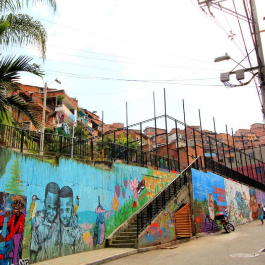 top view of roofs of many houses in the San Javier neighborhood in the comuna 13 of Medellin.