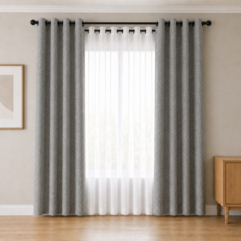 Cortina Tradicional Con Argollas - Gris