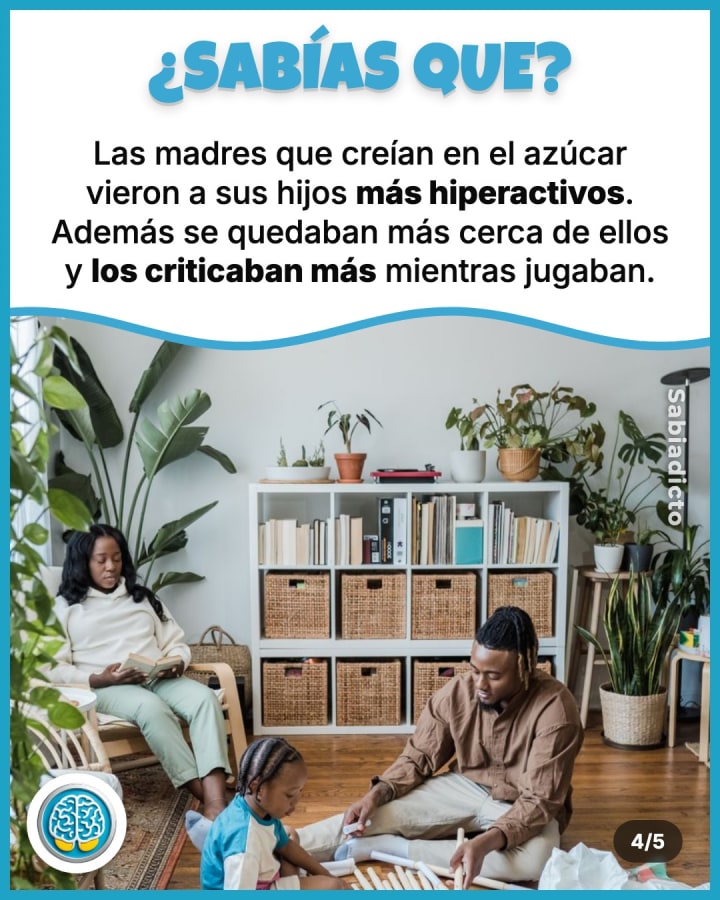 Las madres que creían en el azúcar vieron a sus hijos más hiperactivos. Además se quedaban más cerca de ellos y los criticaban más mientras jugaban.