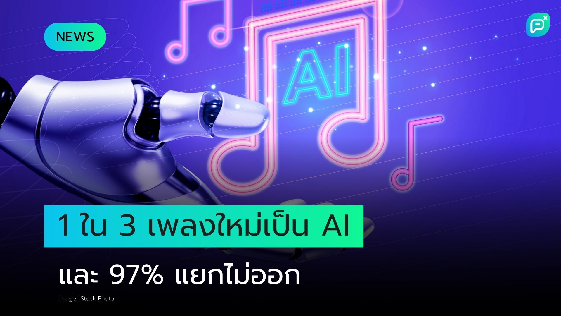 หนึ่งในสามของเพลงที่อัปโหลดรายวันเป็น AI-generated และ 97% ของผู้คนแยกไม่ออก