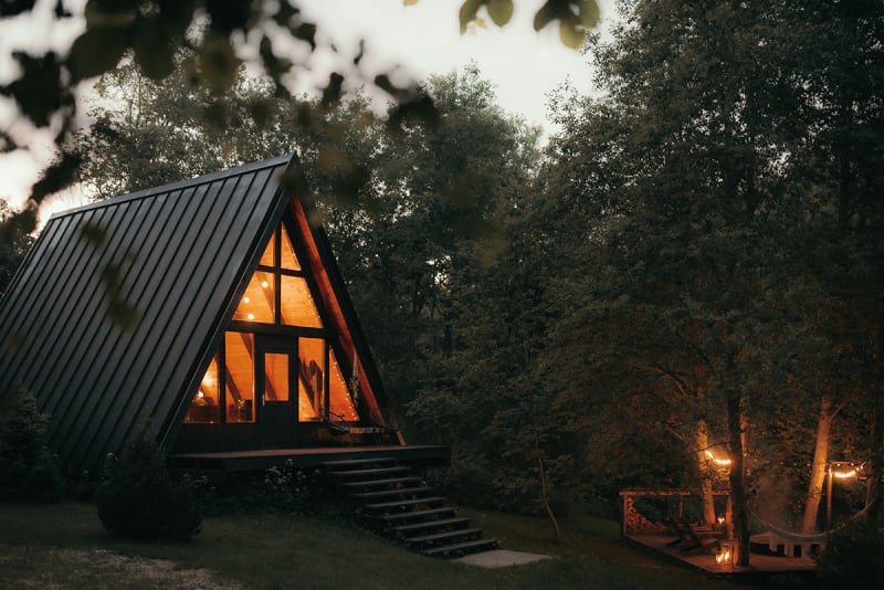 The Black A-Frame — Forest Cabin with Hot Tub — 1