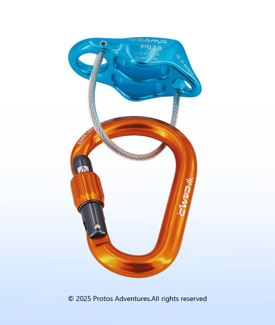PIU 2.0 BELAY KIT - Light blue/Gun Metal