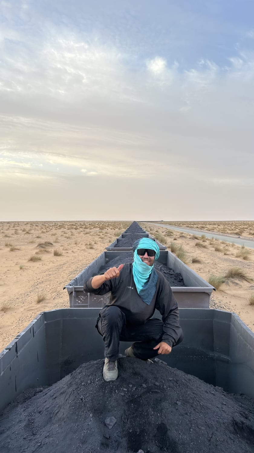 Fede viajero sobre el tren de Mauritania