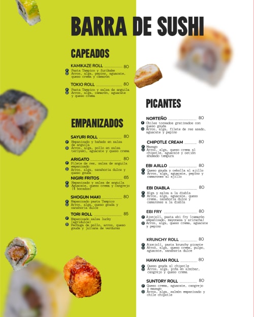 Menú de Dojo Sushi, página 6