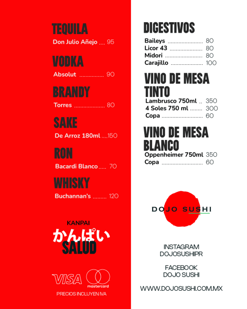Menú de Dojo Sushi, página 8