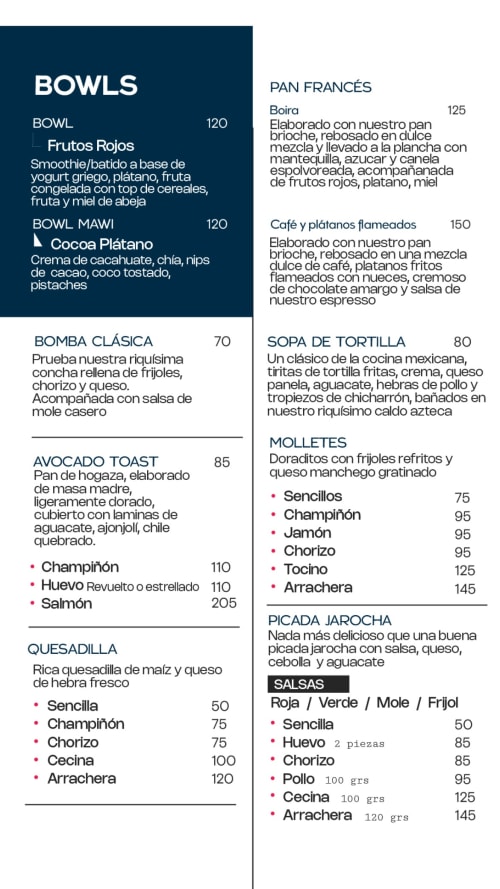 Menú de Boira - Barra de Café, página 1