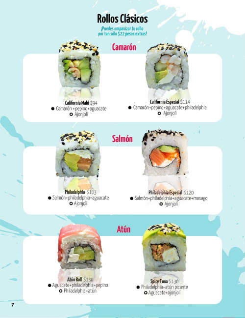 Menú de We Roll Poza Rica, página 8