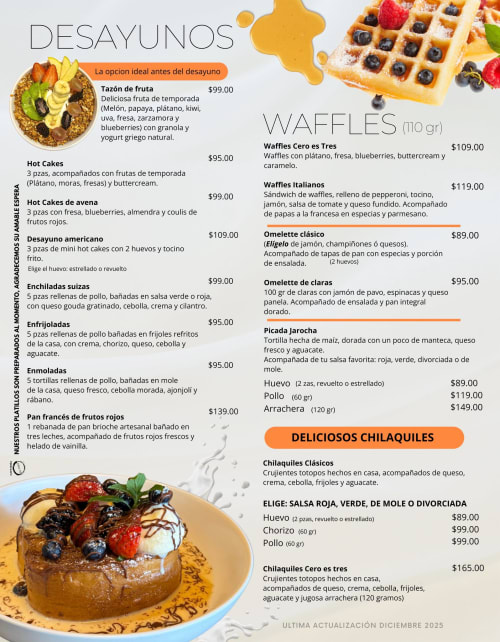 Menú de Cafeteria cero es tres, página 2