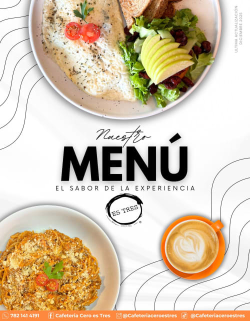 Menú de Cafeteria cero es tres, página 3