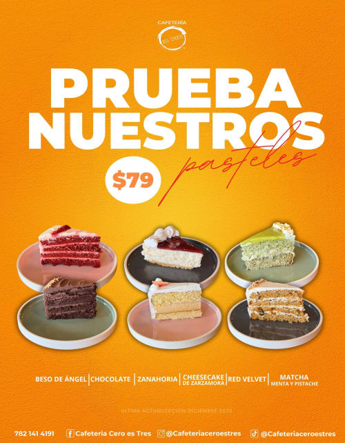 Menú de Cafeteria cero es tres, página 5