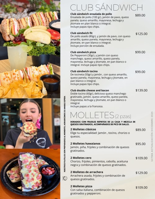 Menú de Cafeteria cero es tres, página 4