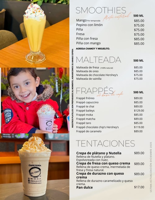 Menú de Cafeteria cero es tres, página 12