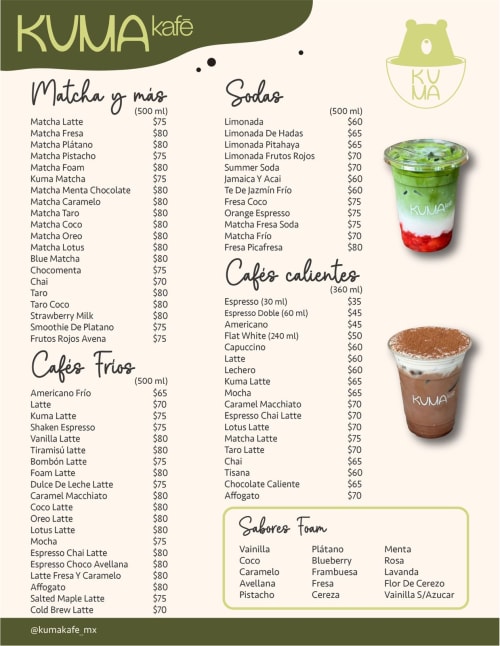Menú de Kuma Kafe, página 1