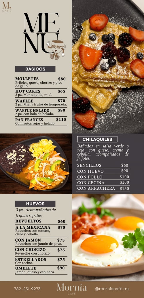 Menú de Mornia Café, página 1