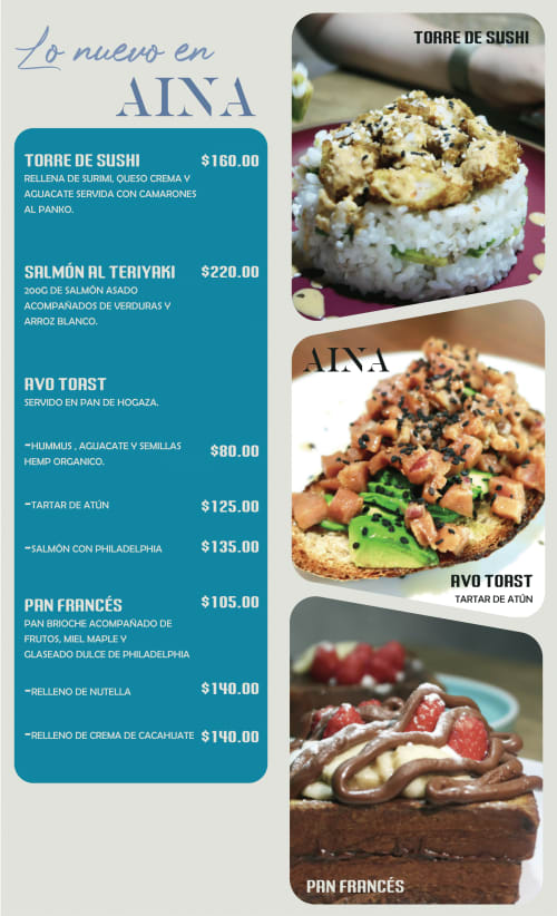 Menú de Aina Pokebowls, página 6