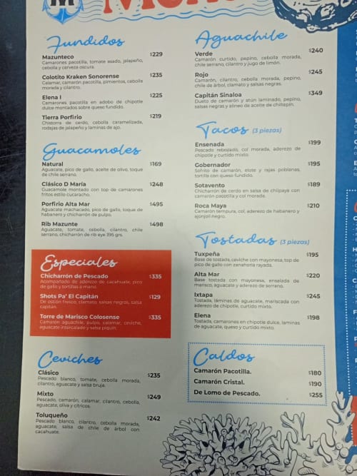 Menú de Mazunte, página 2