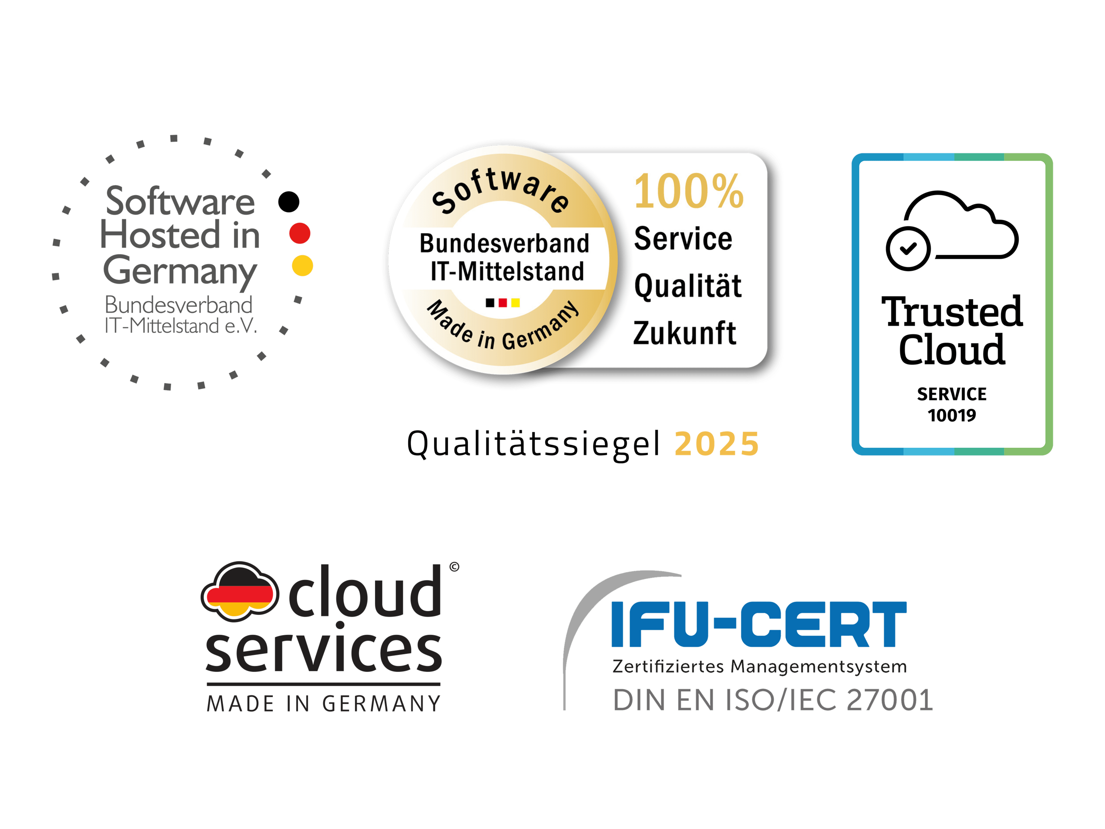 Logos von Zertifikaten für Software von VIER