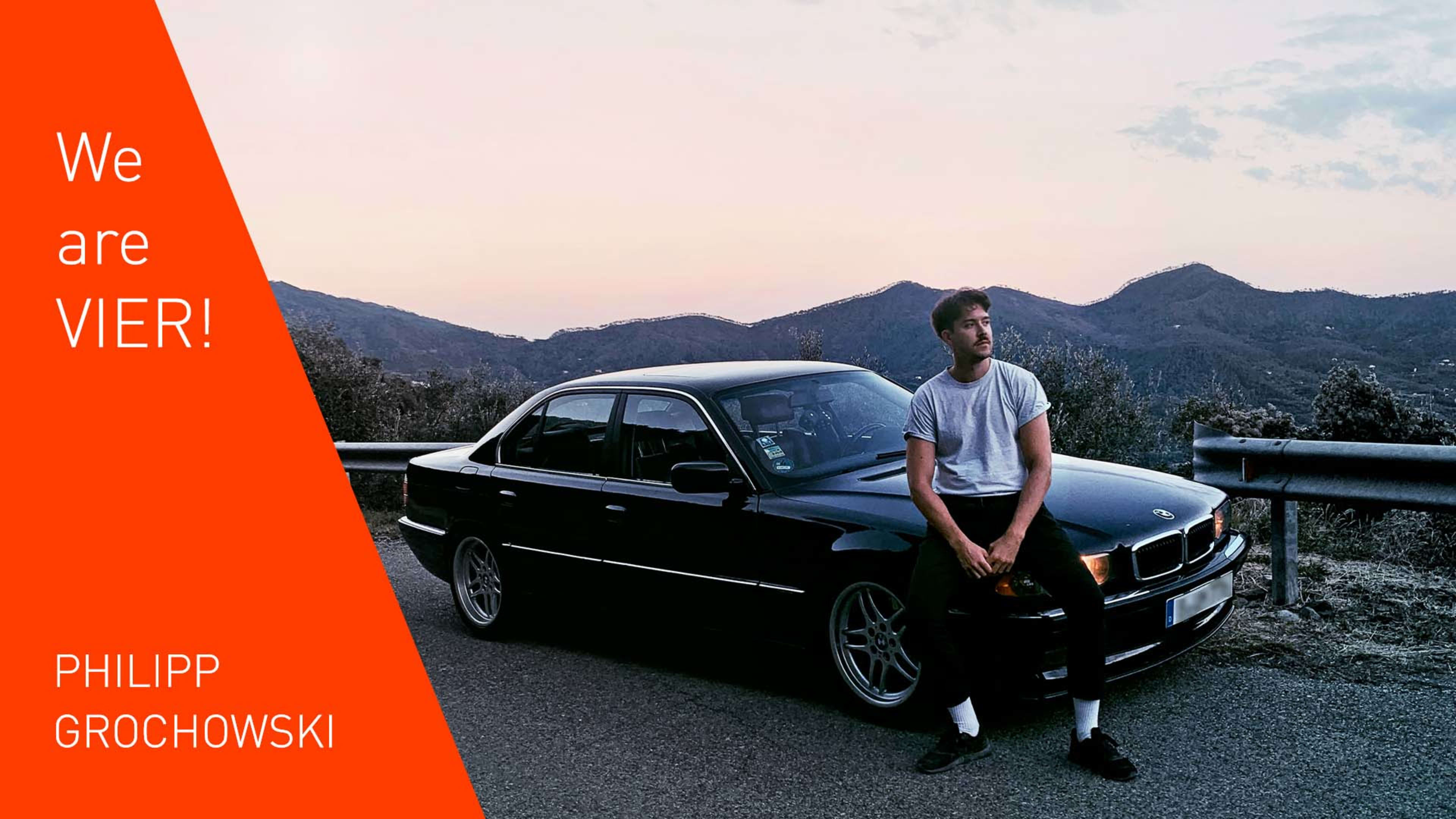 Philipp Grochowski, VIER Lead Expert Emotion Analytics, with his BMW Yountimer