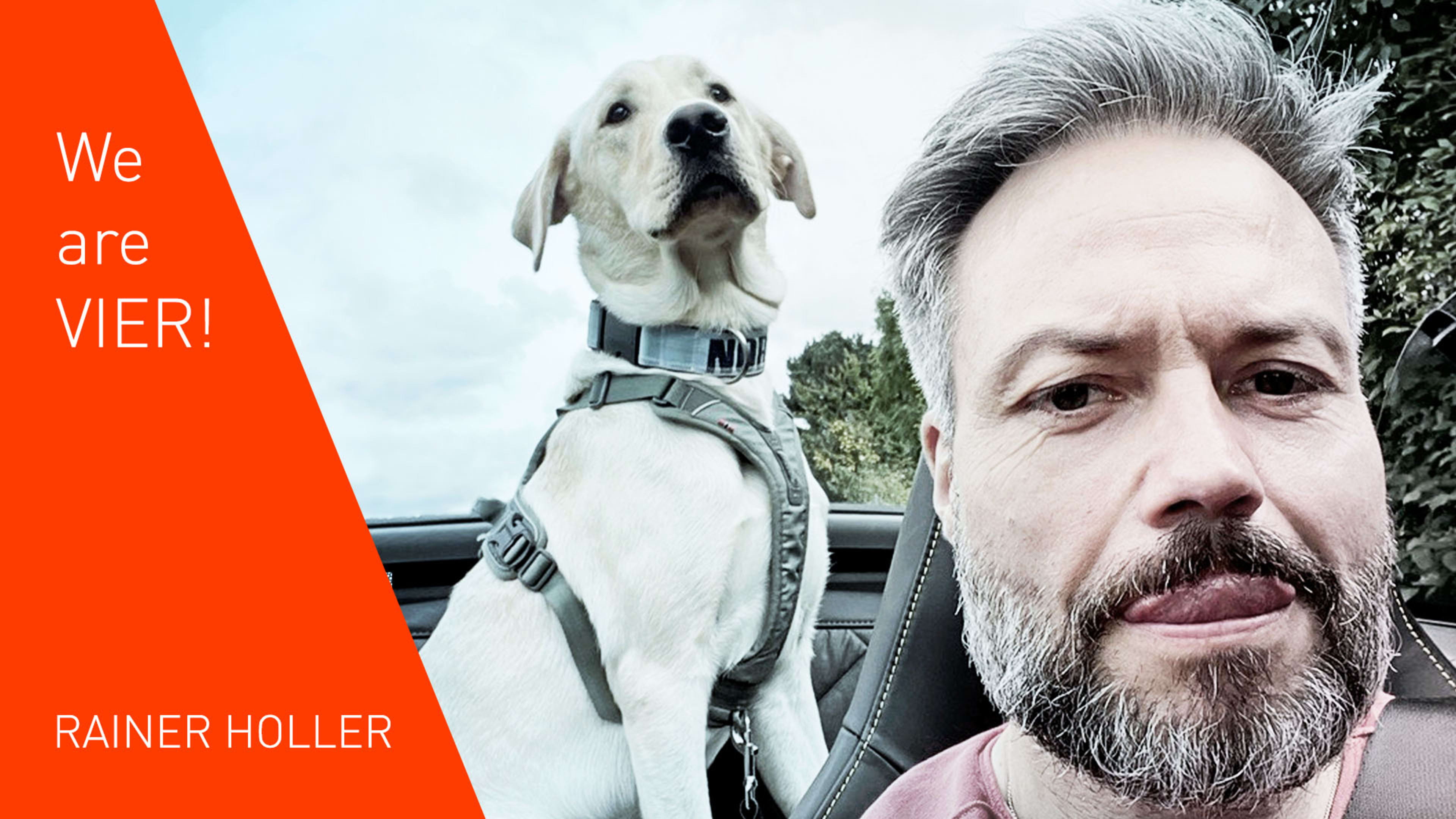 Rainer Holler, VIER CEO, with his dog Ari.