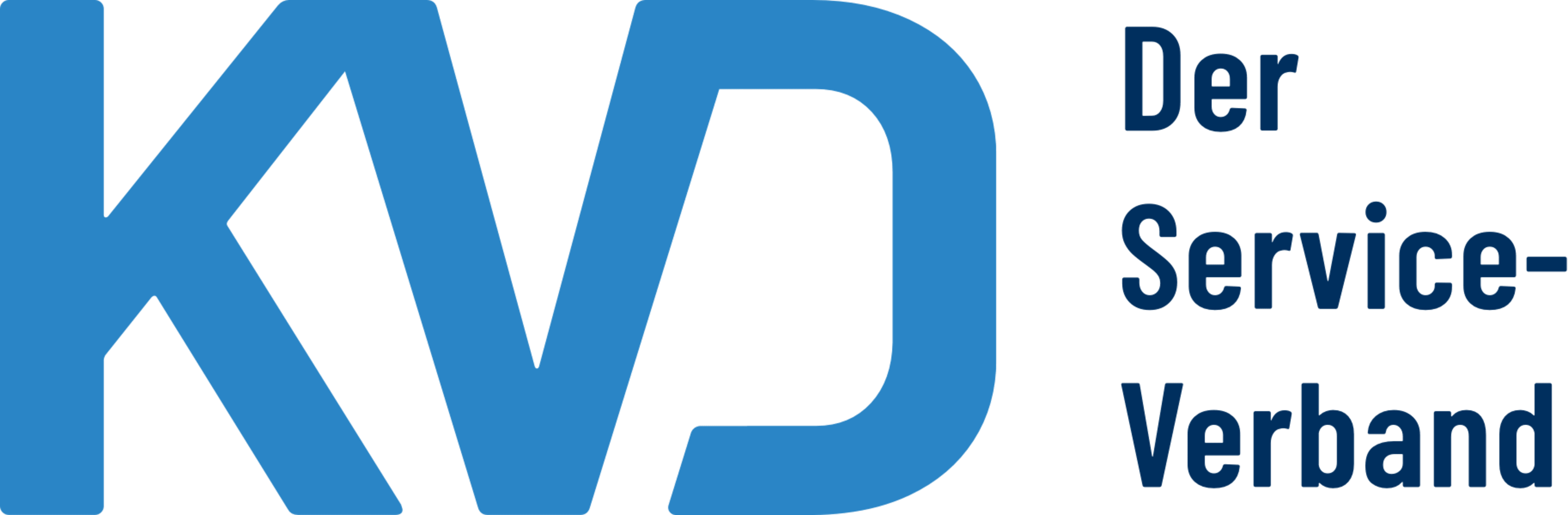 Buchstaben KVD in blauen Großbuchstaben, daneben steht "Der Service-Verband"