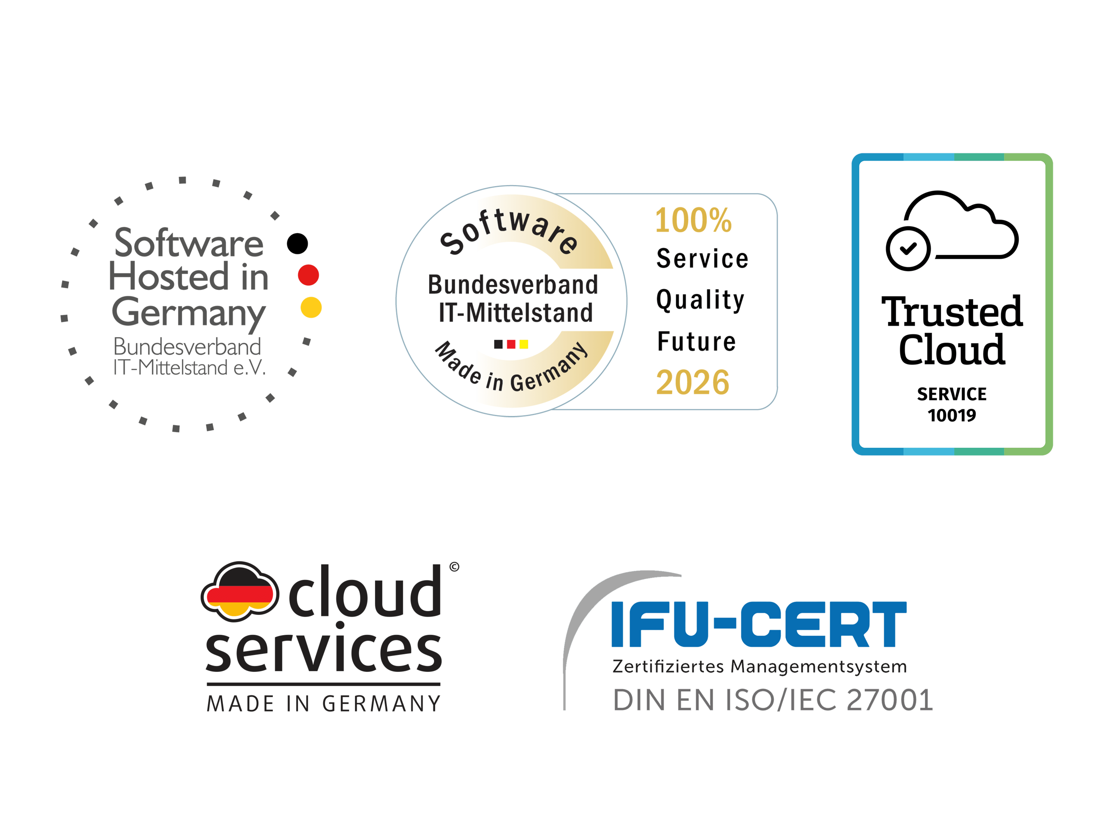 Logos of certificates for software from VIER