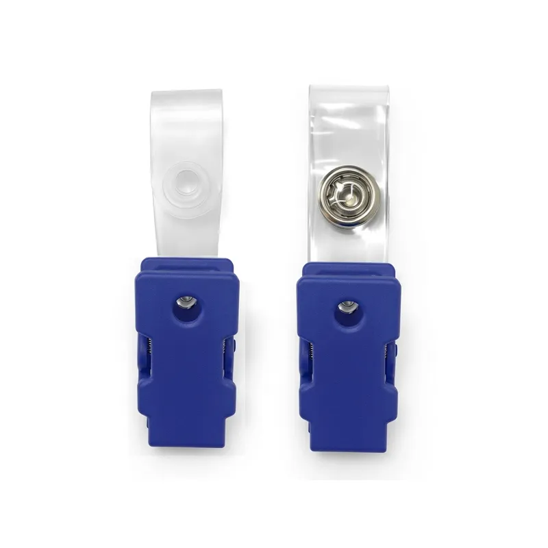 CLIP PLASTICO CON BROCHE METALICO PARA PORTA CREDENCIAL AZUL HAND — Hand