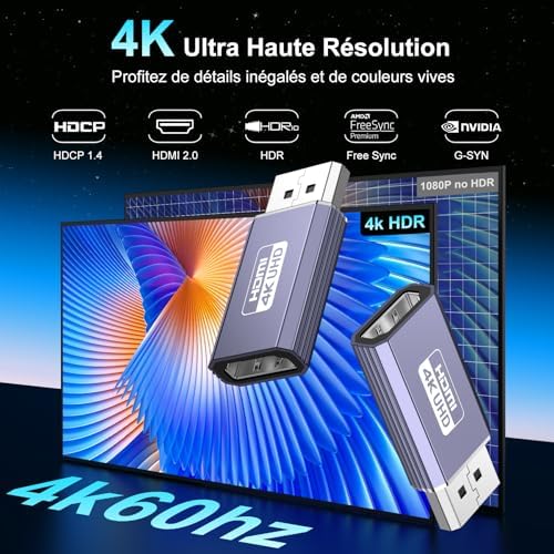 Vue 2 de Adaptateur Displayport Vers Hdmi