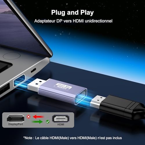 Vue 5 de Adaptateur Displayport Vers Hdmi