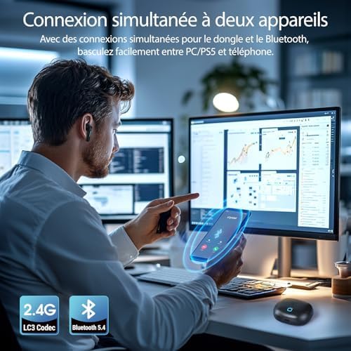 Vue 2 de Ecouteurs Gaming Sans Fil