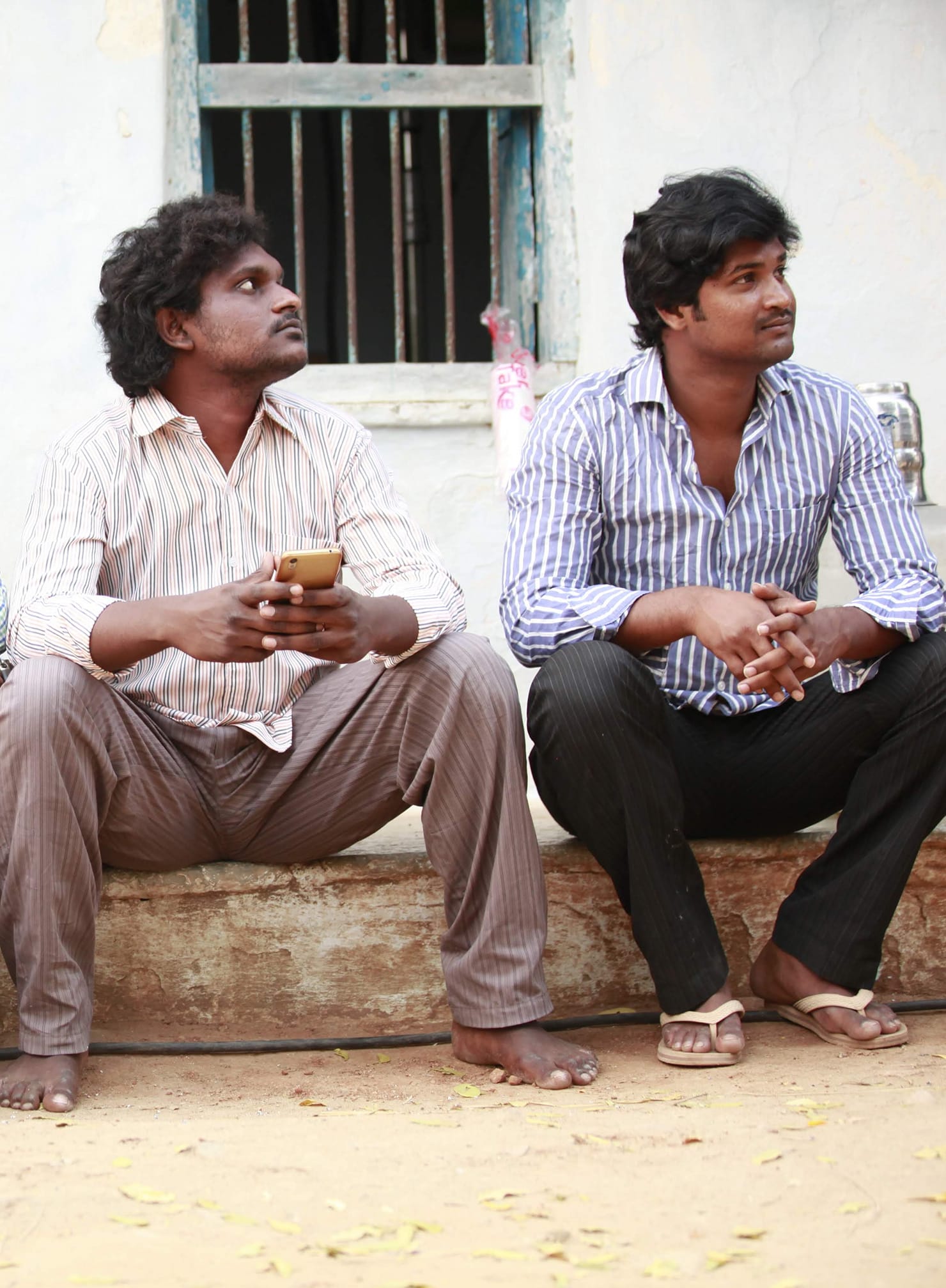 Jagadeesh and Anvesh Michael on the sets of Mallesham