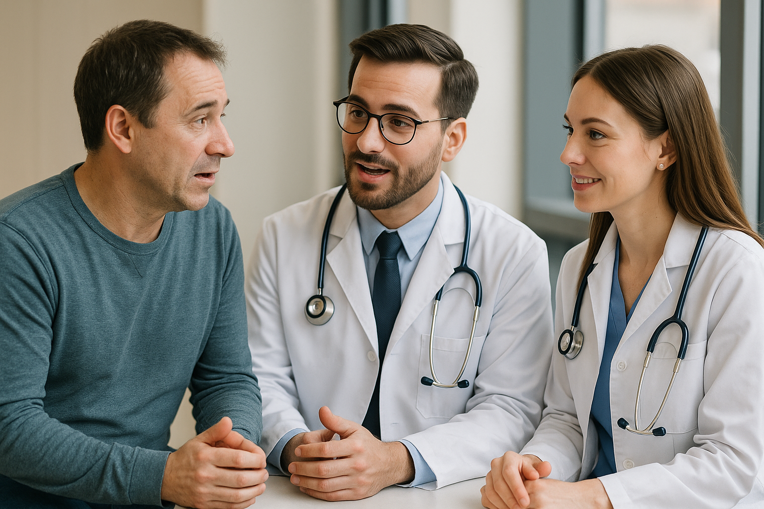 Doktorlar bir hastayla konuşuyor