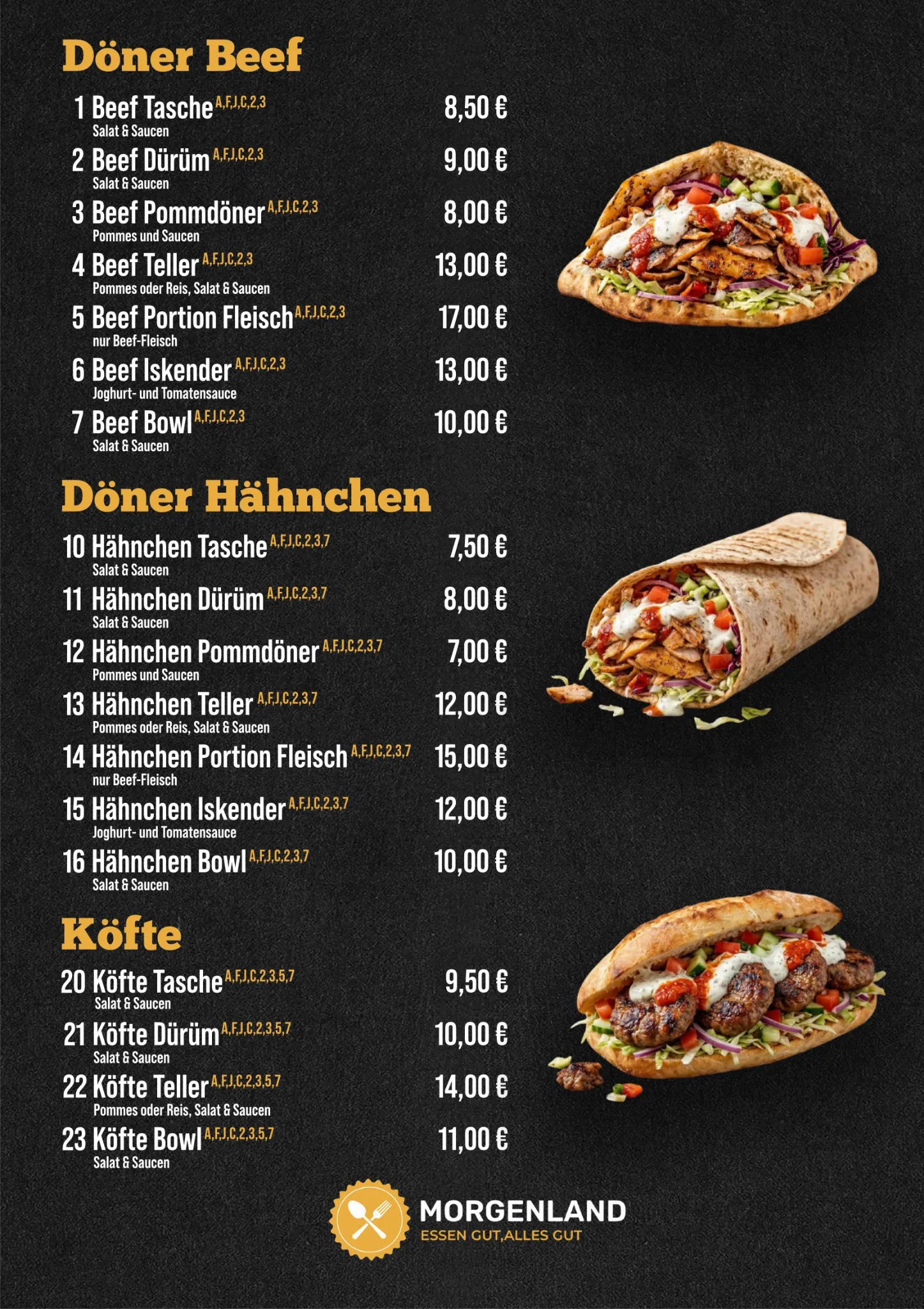 Speisekarte Seite 2