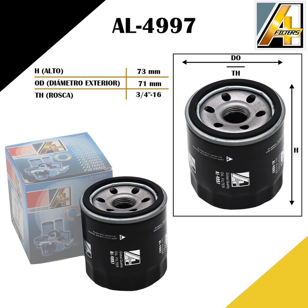 Filtro de Aceite - Chevrolet Spark, Changan, Chery QQ, Toyota Raize 2023~, Toyota Yaris 2023~